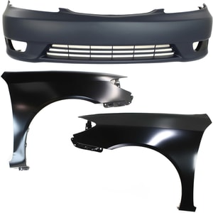 Front Bumper Cover Assembly for 2005-2006 Toyota Camry, 3-Piece Kit with Fenders, Replacement