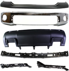 Front Bumper Cover Assembly Kit for 2010-2013 Toyota Tundra, 6-Piece Set with Bumper, Lower Panel, and Bumper Retainers, Replacement