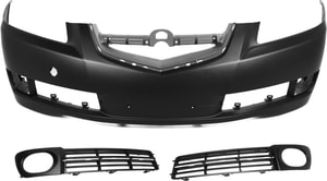 Front Bumper Cover Assembly for 2007-2008 Acura TL, 3-Piece Kit with Fog Light Trims, Auto Part Replacement