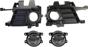 Fog Light Assembly for Honda TSX 2011-2014, Right <u><i>Passenger</i></u> and Left <u><i>Driver</i></u>, 4-Piece kit, Halogen, Includes Fog Light Trim, Replacement