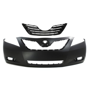 Front Bumper Cover for Toyota Camry 2007-2009, 2-Piece Kit, Primed (Ready to Paint), with Grille, USA Built, Replacement