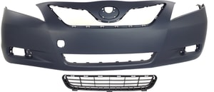 Front Bumper Cover for 2007-2009 Toyota Camry, Primed (Ready to Paint), 2-Piece Kit with Bumper Grille, Replacement
