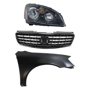 Headlight Assembly for 2005-2006 Nissan Altima, Right <u><i>Passenger</i></u> Side, Halogen, 3-Piece Kit with Fender and Grille Assembly - Replacement