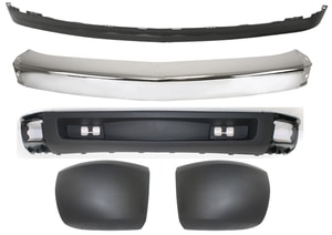 Front Bumper 5-Piece Kit for 2007-2008 Chevrolet Silverado 1500, Complete Set with Bumper Ends and Valances, Replacement Parts