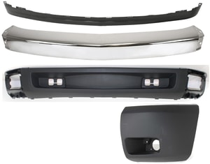 Front Bumper 4-Piece Kit for 2007-2008 Chevrolet Silverado 1500, Includes Bumper End and Valances, Replacement