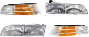 Corner Light Kit for Ford Crown Victoria 1992-1997, Right <u><i>Passenger</i></u> and Left <u><i>Driver</i></u>, 4-Piece Set with Lens, Housing, and Headlights, Replacement