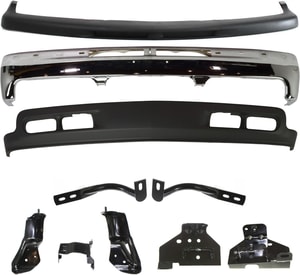 Front Bumper 10-Piece Kit for Chevrolet Suburban 1500 (2000-2003)/Tahoe (2000-2006) with Bumper Brackets, Bumper Trim, and Valance Replacement