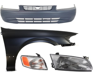 Front Bumper Cover for Toyota Camry 1997-1999, 4-Piece Kit with Corner Light, Fender, and Headlight Replacement