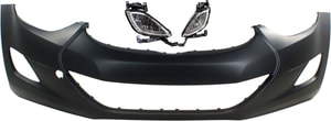 Front Bumper Cover for Hyundai Elantra 2011-2013, Primed (Ready to Paint), 3-Piece Kit with Fog Lights, Replacement
