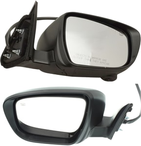 Mirror Pair/Set for Nissan Rogue 2014-2016, Right <u><i>Passenger</i></u> and Left <u><i>Driver</i></u>, Power, Manual Folding, Heated, Paintable, with Side View Camera and Signal Light, USA Built 2014-2016/Korea Built 2015-2016 Replacement