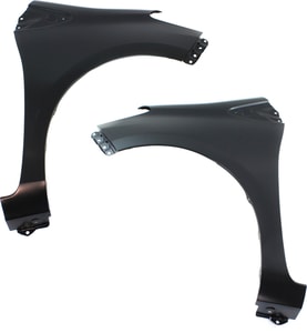 Front Fender Pair/Set for 2012-2019 Toyota Yaris, Right <u><i>Passenger</i></u> and Left <u><i>Driver</i></u>, Primed (Ready to Paint), Hatchback, 2012-2014 Japan/2014-2019 France Built Vehicle, without Rear Intermittent Wiper, Replacement