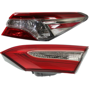 Tail Light Assembly Pair/Set for Toyota Sonata 2018-2019, Right <u><i>Passenger</i></u> and Left <u><i>Driver</i></u>, Inner and Outer, Halogen, Excludes Hybrid Model, Replacement