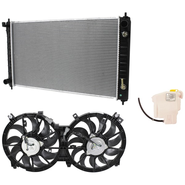 Radiator and Fan Kit for Nissan Maxima 2009-2014, 3-Piece Kit, 6 Cylinder, 3.5L with Coolant Tank, Replacement