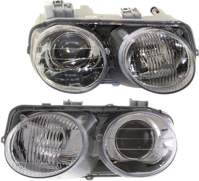 Headlight Lens and Housing Pair/Set for 1998-2001 Acura Integra, Right (Passenger) and Left (Driver) Sides Replacement