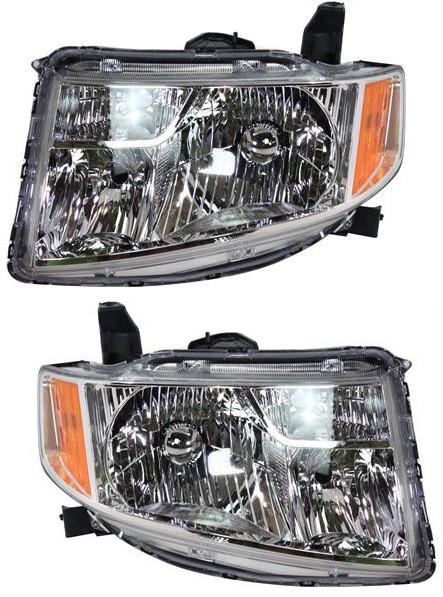 Headlight Pair/Set for Honda Element 2009-2011, Right (Passenger) and Left (Driver), Lens and Housing, Halogen Replacement